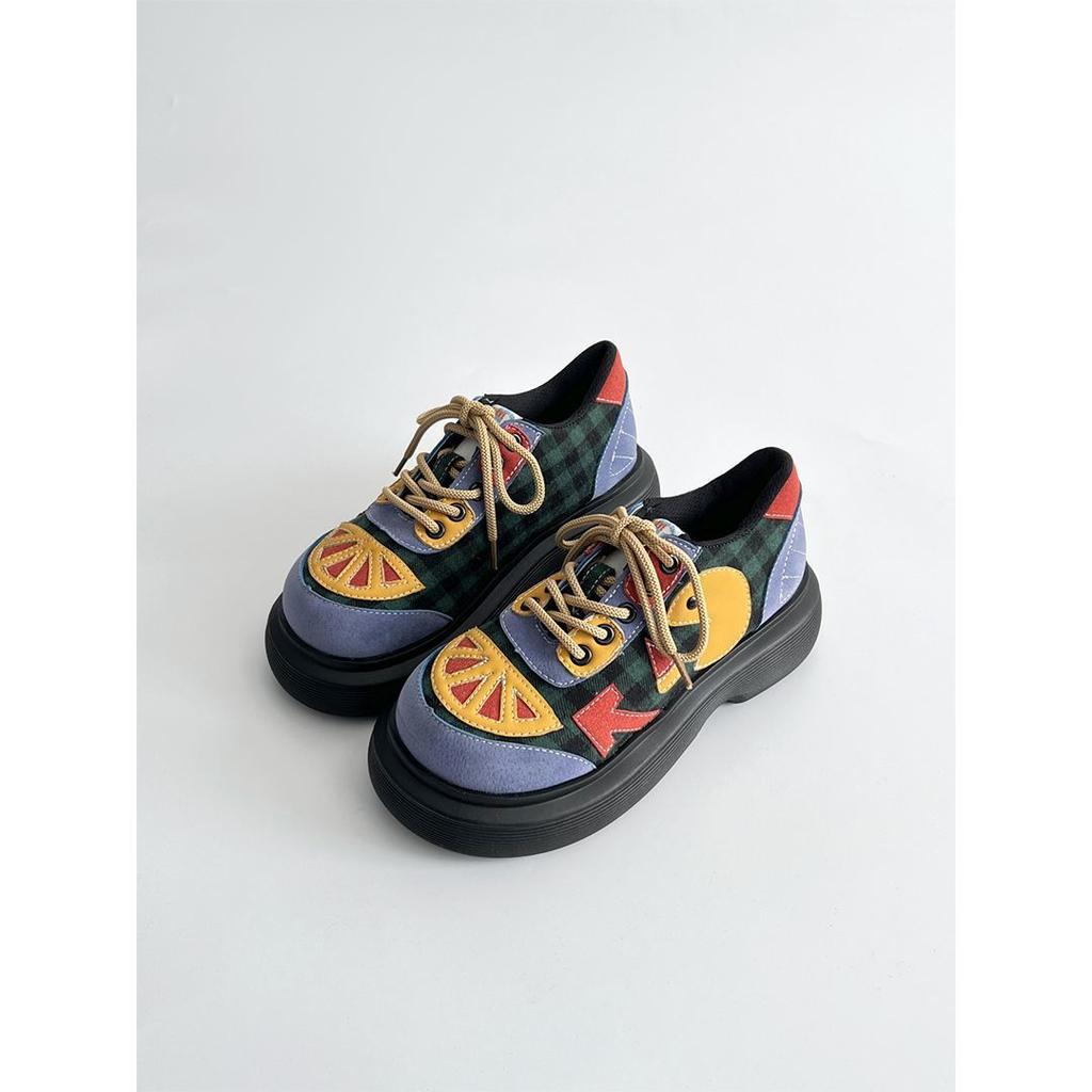 Spring and autumn new niche design color matching big head shoes women's cute board shoes versatile casual single shoes