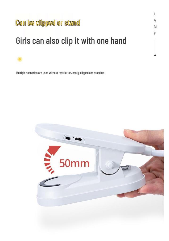LED Clip-On Desk Lamp: Dual-Power for Bedroom, Study, or Dorm.