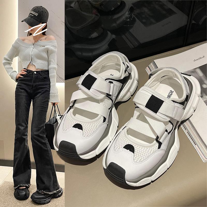 Fashion Women Summer Thick Bottom Casual Sandals Girls Student Outdoor Vintage Non-Slip Slides Jogging Sneaker Fashion Tennis Mesh Shoes