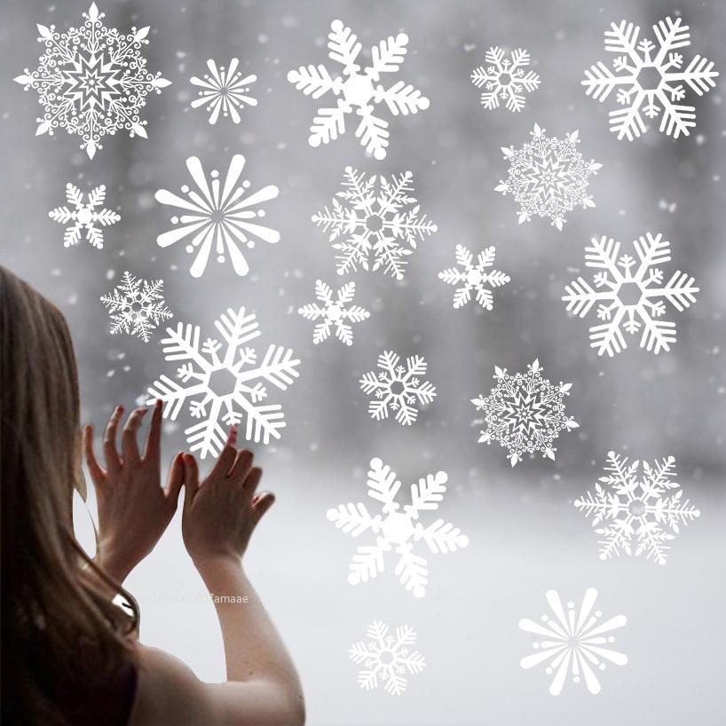 29/22Pcs Snowflake Electrostatic Wall Stickers Window Kids Room Christmas Decor Decals for Home Decor 2026 New Year Wallpaper