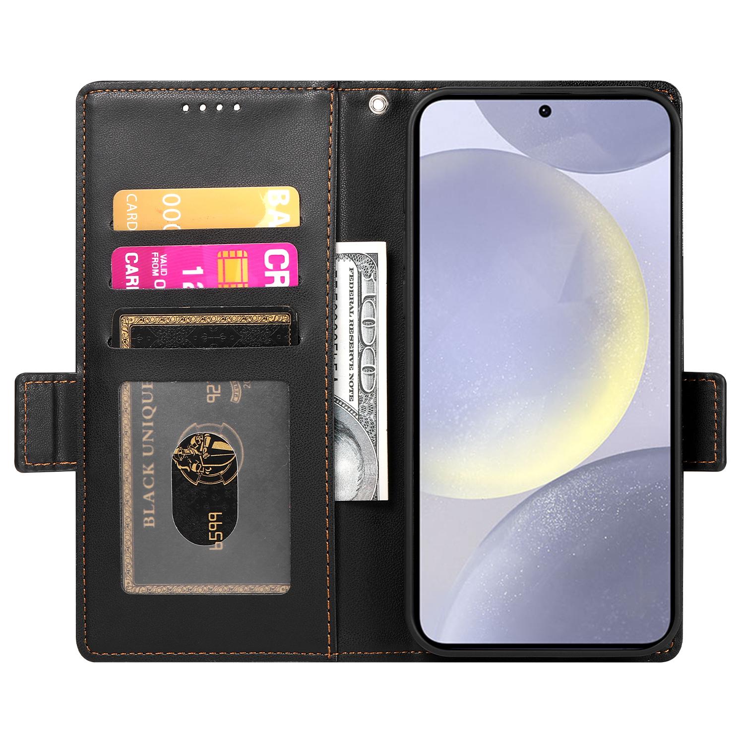 

For Samsung Galaxy S25 Edge Stand Case PU Leather Wallet Phone Cover Blue