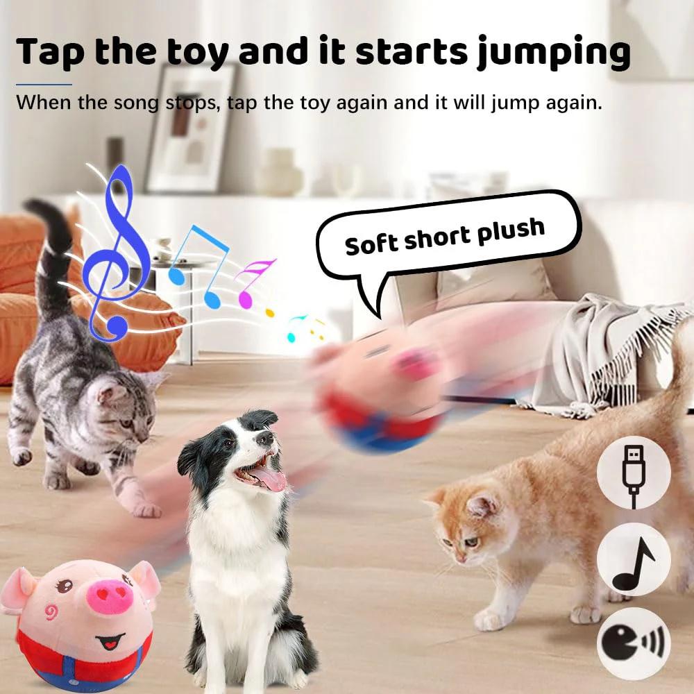 Electronic Moving Pet Plush Toy For Dog Cat Jump Balls USB Rechargeable Automatic Toys Playing Interactive Plush Toy For Dog