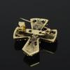 Kvinnor Retro Punk Style Crystal Rhinestone Cross Brosch