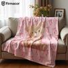 Heart Bow Bear Cartoon Anime Print Flannel Blanket Soft Warm Throw for Kids Bedroom Sofa Bed Christmas Office Car