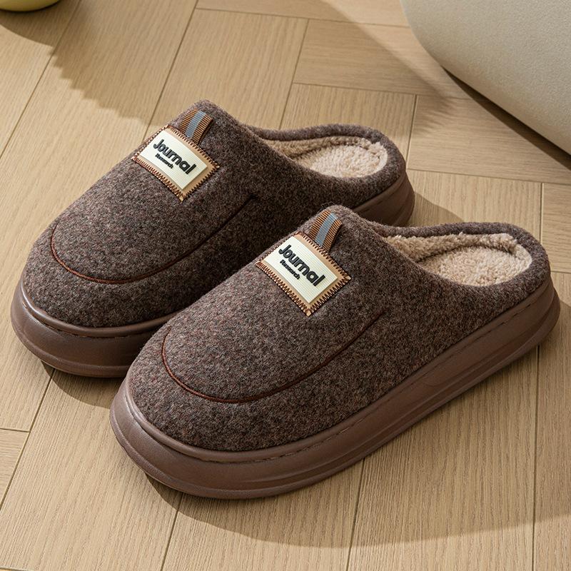 

Модные мужские домашние хлопковые тапочки больших размеров 50-51, мягкие плюшевые, противоскользящие, сохраняющие тепло, для пар, зимние, осенние, для дома, для пола 40-41 коричневый