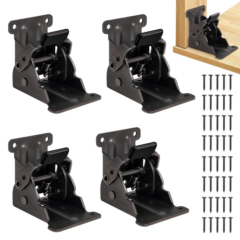 

4 шт. Складной кронштейн для ножек, самоблокирующийся шарнир, 90 градусов, складной кронштейн для ножек стола, кровати, верстака