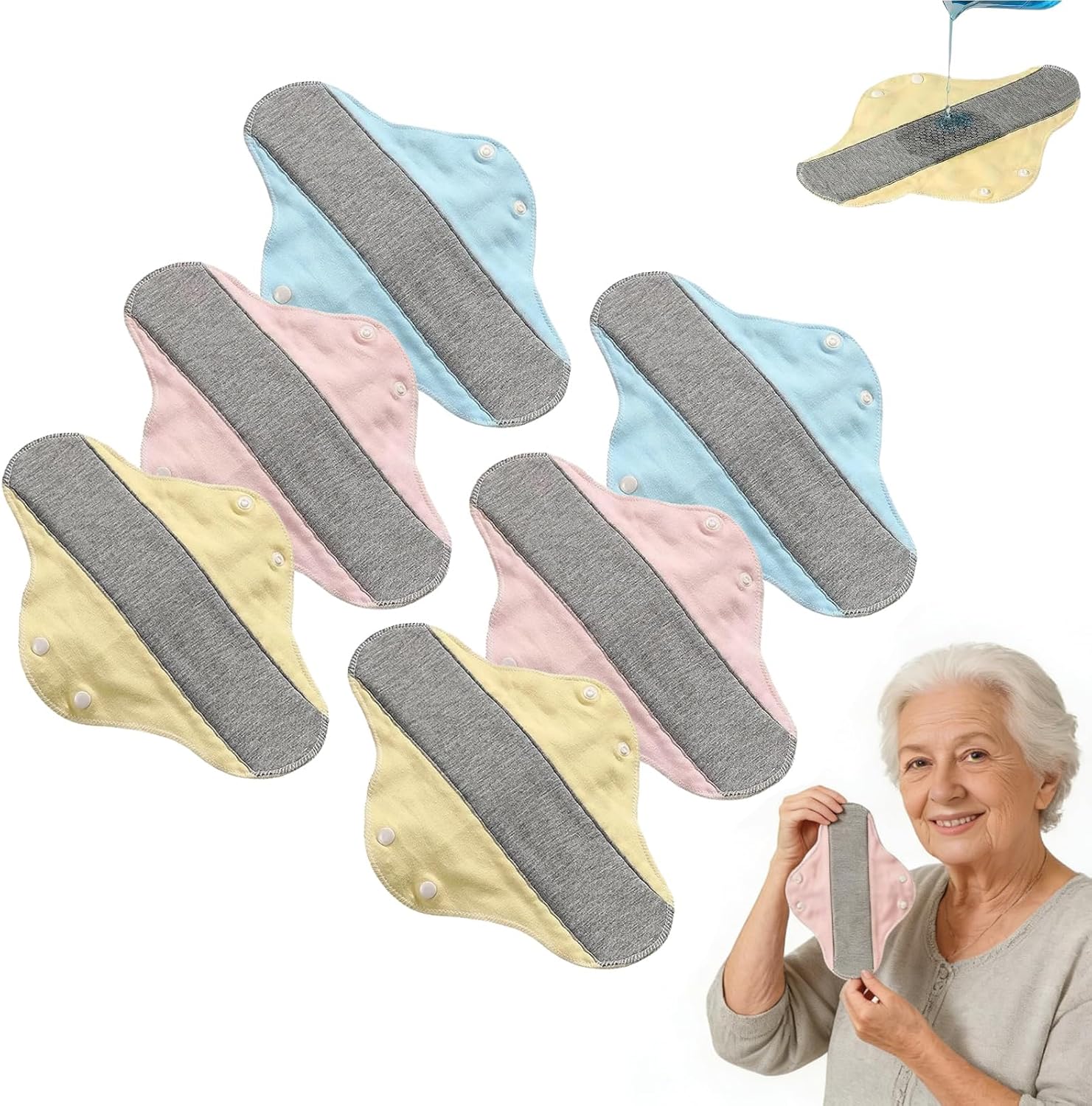 Многоразовые прокладки от недержания с графеном, Многоразовые водонепроницаемые и герметичные стирающиеся прокладки от недержания для ухода за пожилыми и поддержки мобильности