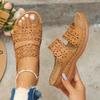 Fashion Hollow Out Flower Wedge Sandals for Women Summer 2025 Comfortable Non Slip Beach Shoes Woman Lightweight White Platform Slippers