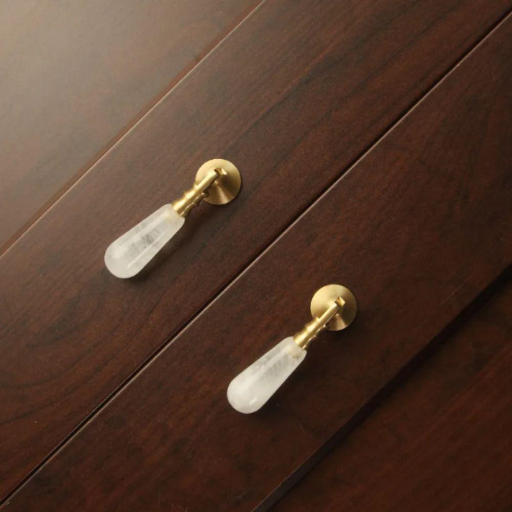 Nordic Style Brass Handle Pink Crystal Drawer Knobs Furniture Hardware Dresser Drawers