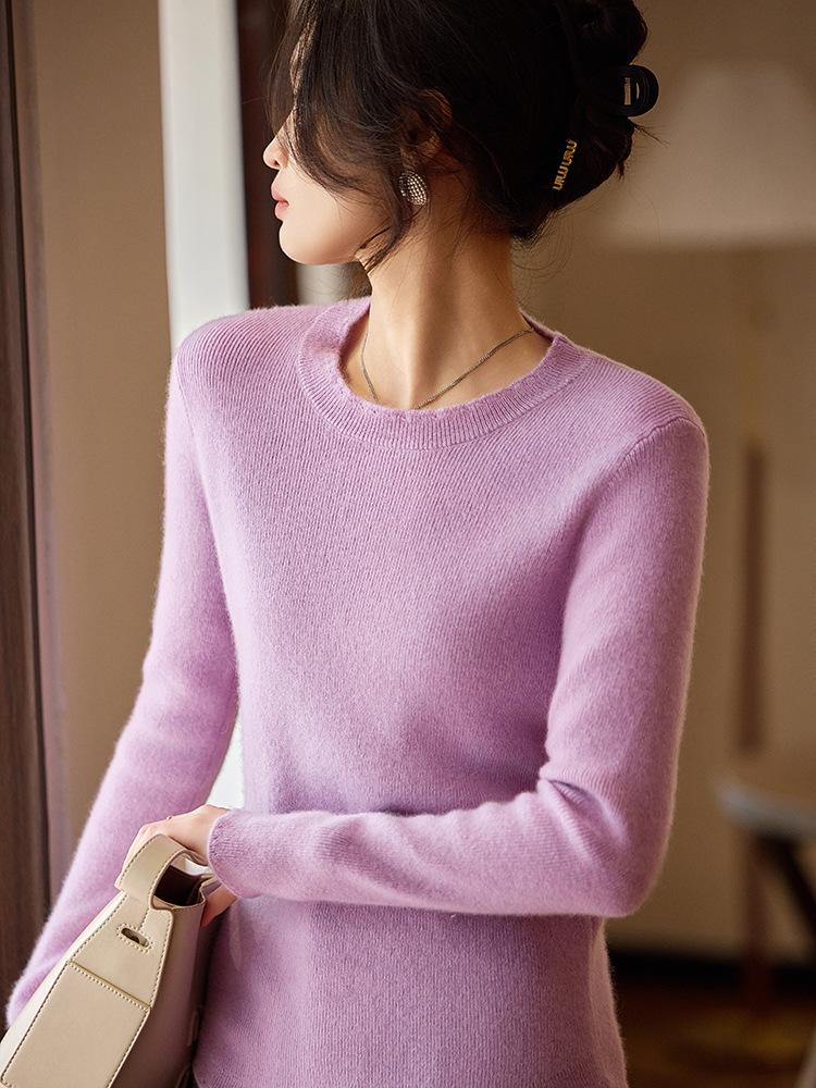 Women's 2025 Pure Wool Cashmere Round Neck Loose Knit Sweater Base Layer Top