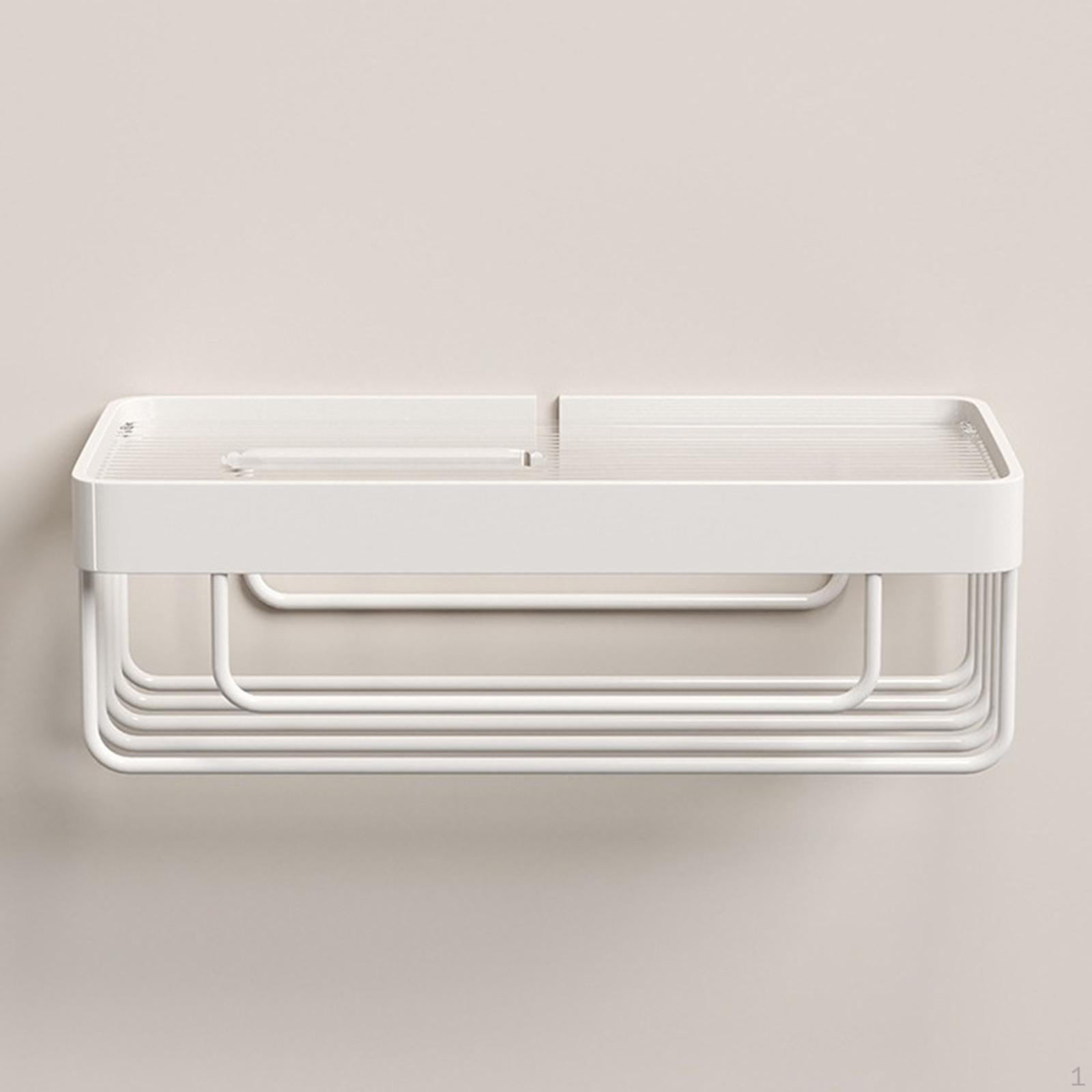 

Диспенсер для бумажных полотенец, акриловая стойка для рулонов 2 в 1 с полкой для хранения, настенное крепление для туалета 28cmx8.5cmx12.5cm