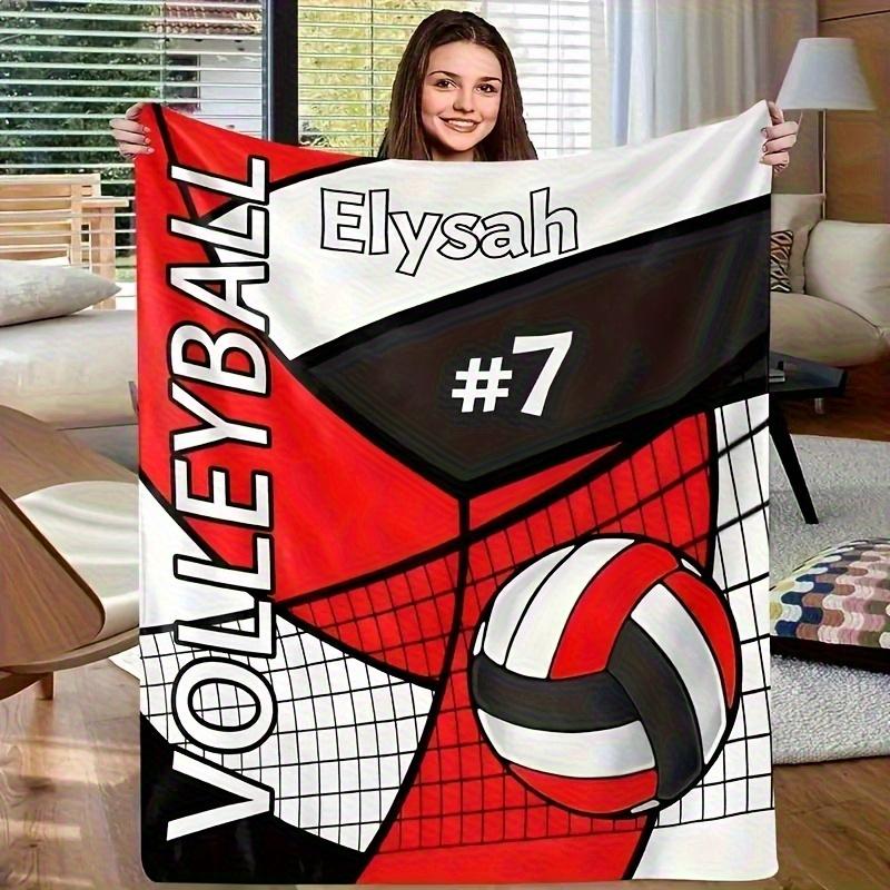 

Volleyball Flannel Blanket Personalized Text Soft Machine Washable AllSeason Throw for Boys Girls Adults Home Travel 75x100cm (30x40inch)