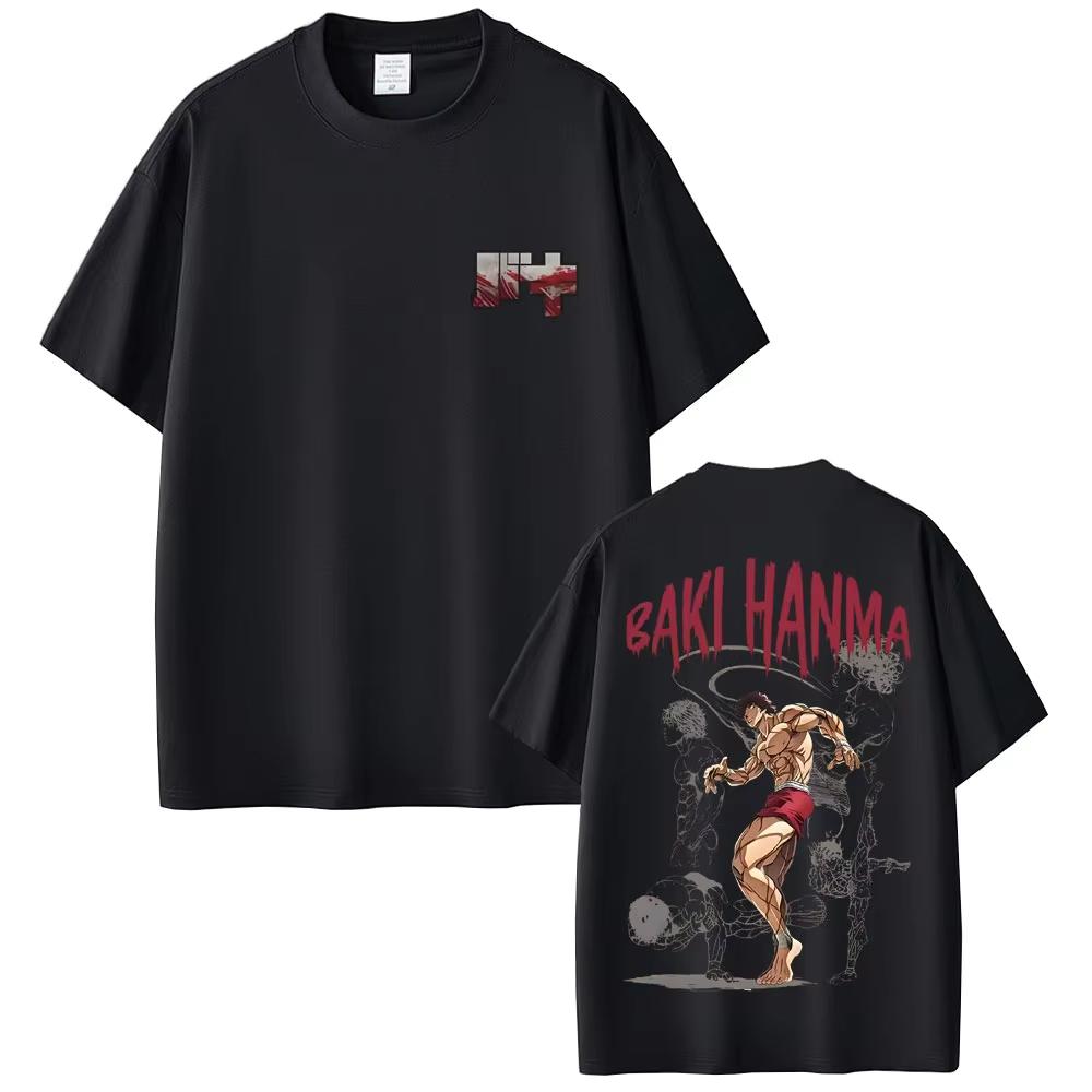 

Anime Baki Hanma graphics 100cotton Unisexs shirt ONeck Short Sleeved Japanese Cartoon Unisexga oversized Casual Womens Y2k Tshirt M
