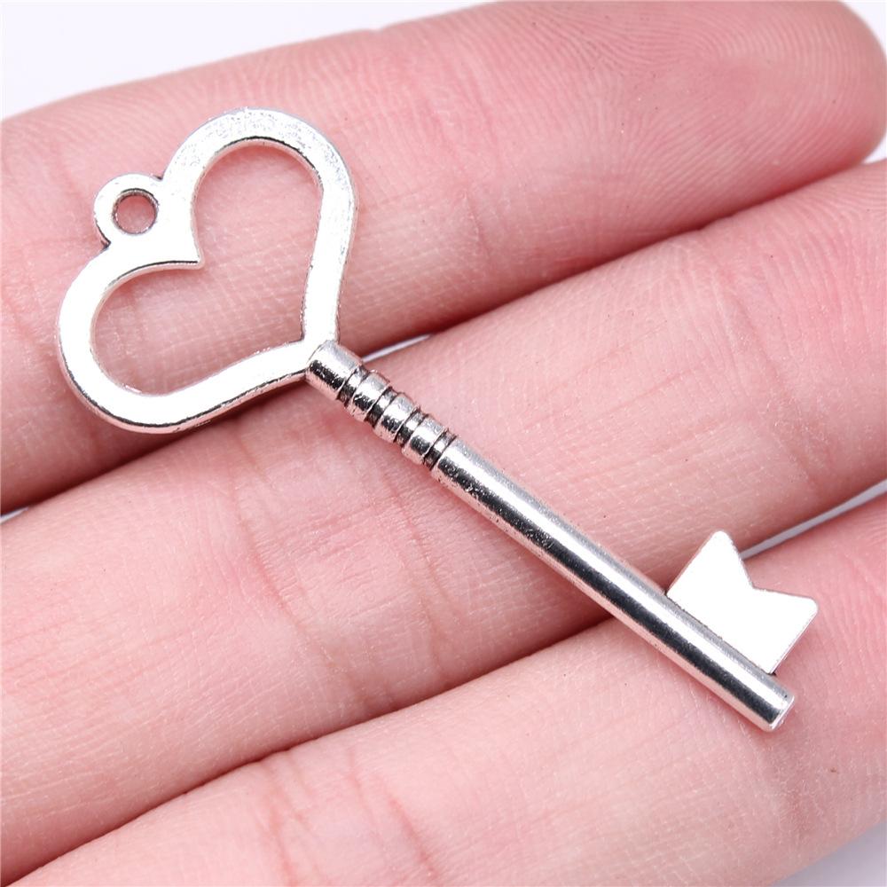 10pcs Antique Silver Color Vintage Key Charm Pendants Jewelry Accessories Retro Key Charms For Jewelry Making DIY