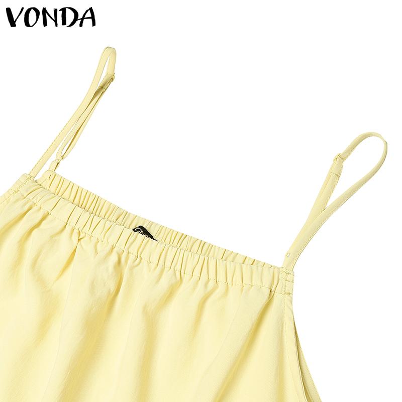 VONDA Women Strap Sleeveless Ruffled Casual Pleated Tank Tops