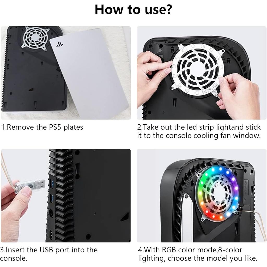 RGB LED světelná lišta, 8 barev, 400 efektů, synchronizace s hudbou, světla měnící barvu, DIY dekorační příslušenství, prstencové světelné pásky pro PS5, ovládání pomocí aplikace/IR dálkového ovladače