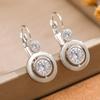 Elegant Style Double-Ring Artificial Gemstone Drop Earrings Made Of Copper - Women'S Jewelry For Banquets And Parties