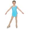 Girls Rhythmic Gymnastics Costume Sparkling Rhinestone Mesh Patchwork Sleeveless Dress with Built-in Briefs for Stage Competition