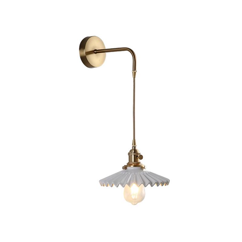 Elegant All-Copper Glass Wall Lamp: Creative Crystal Decor for Hotel Bedrooms and Staircases