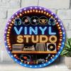 RetroStyle Neon Light Bar Metal Sign  Colorful Beverage Bottle Design  Round Aluminum Plaque  Perfect for Beach Villa