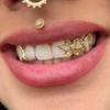 Personalized Fashion Braces Flower Hollow Design Double Gold Teeth Halloween Cool Teeth Accessories Wholesale