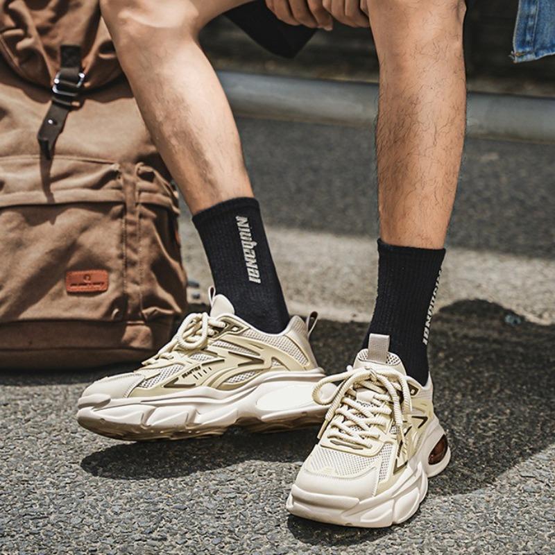 Fashion Vintage Trend Men Thick-soled Works Shoes Summer New Breathable Casual Sport Shoes Outdoor Anti-slip Jogging Sneakers Zapatillas