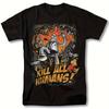 Futurama Bender Robot Kill All Humans Graphic T-Shirt Black Short Sleeve Crew Neck Tee with Fla