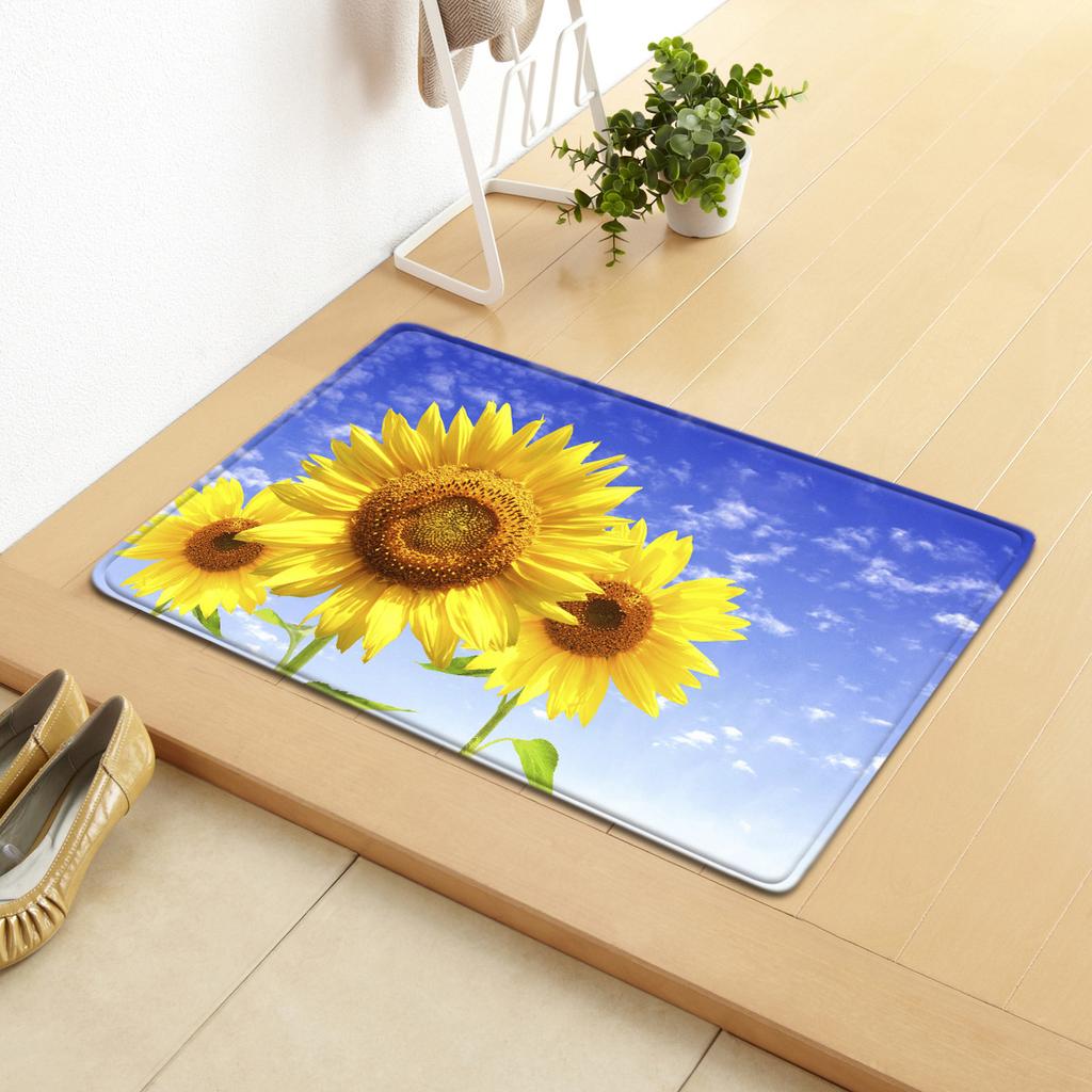 Flowers Household Door Mat Kitchen Absorbent Floor Mat Bathroom Non-Slip Mat Bedroom Living Room Carpet