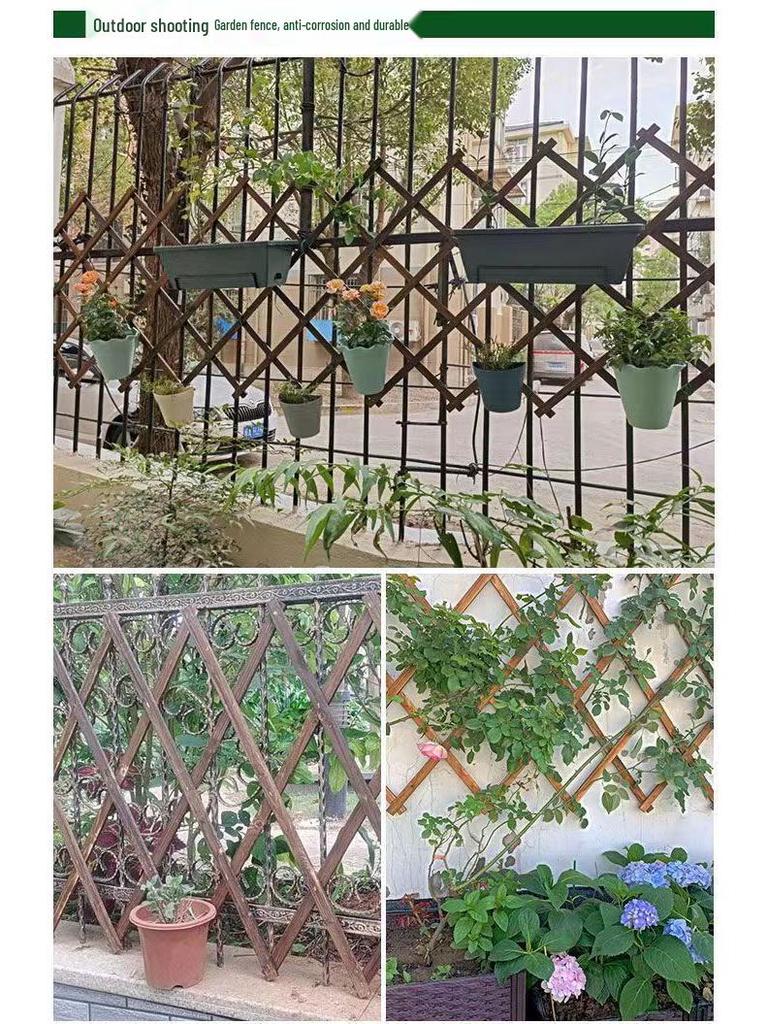 Expandable Carbonized Wood Lattice Fence for Climbing Plants and Courtyard Decoration