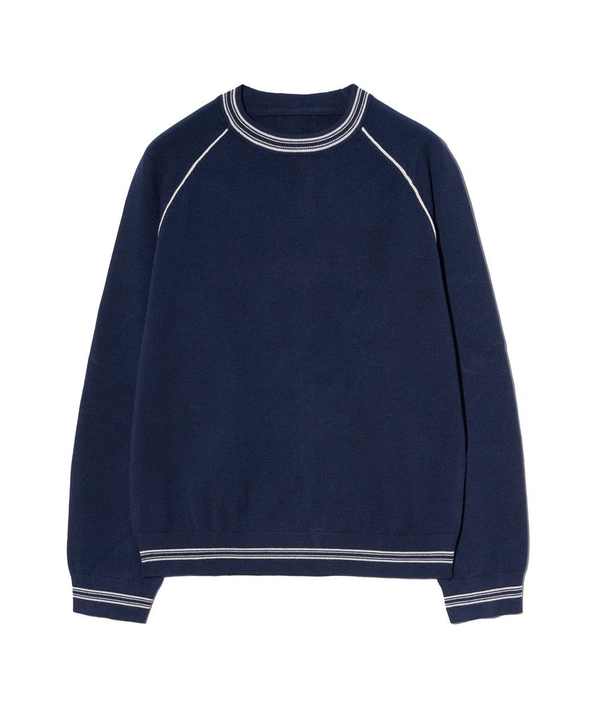 IRONYPORNO WHITELINE 86-Iroj361 Color Line Point Long Sleeve Knit Blue