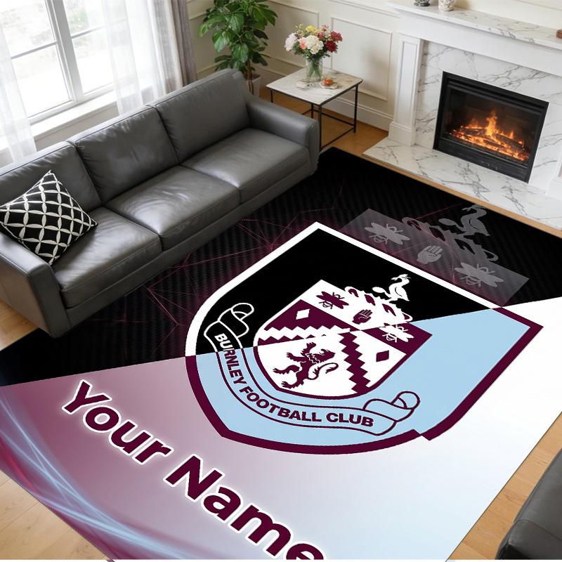 Crystal Velvet Rug Custom Name Text, Soft Non Slip Floor Mat Home DecorBurnley Football