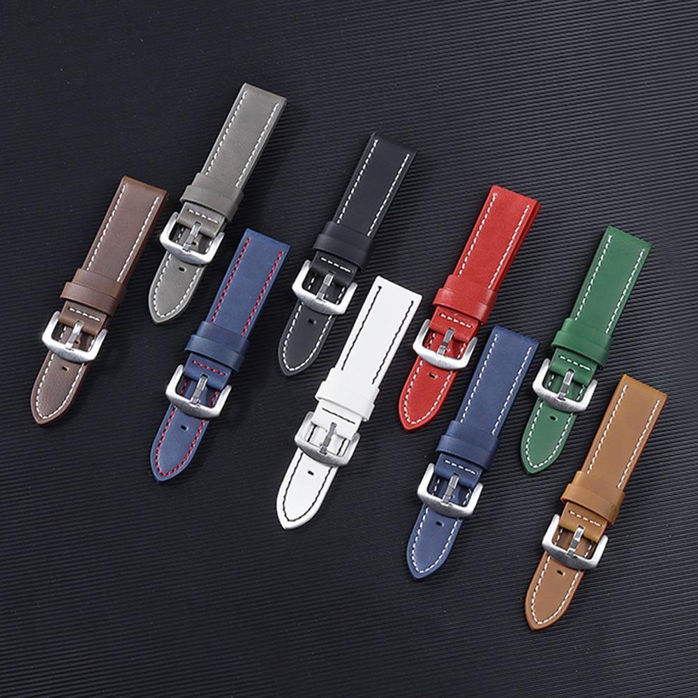 18mm 20mm 22mm 24mm Skórzany Pasek do Zegarka ze Skóry Bydlęcej dla Huawei Watch GT6/5/4 Bransoleta dla Xiaomi Mi Watch S3 S4 Sportowy Uniwersalny Pasek