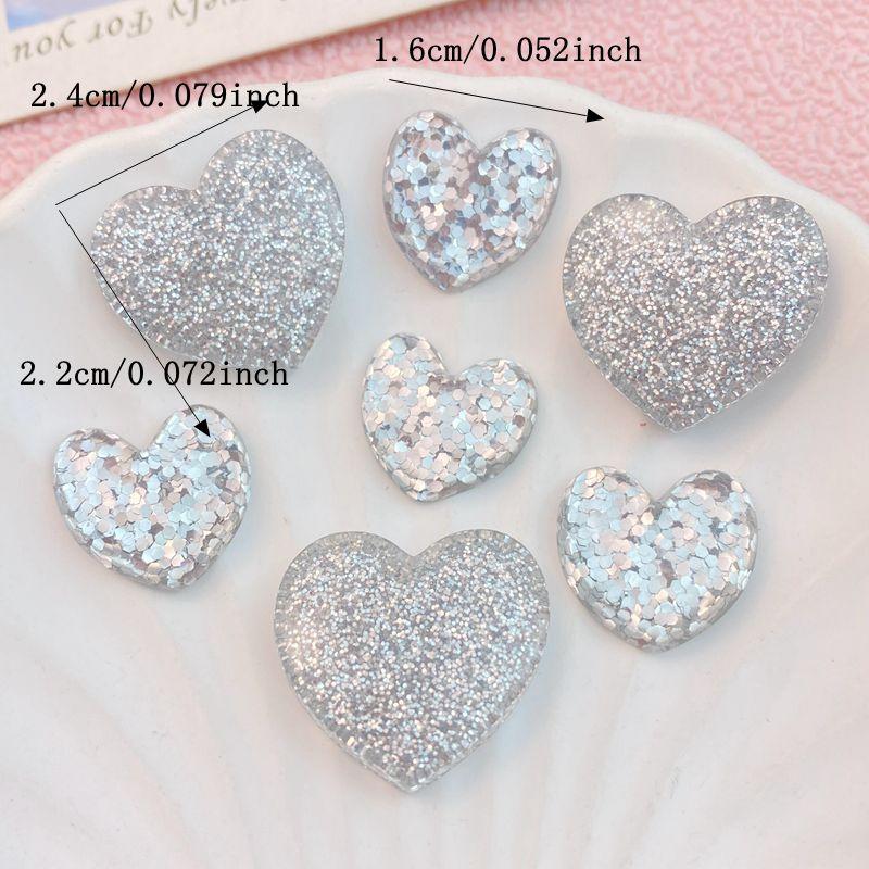 10Pcs New Cute Cartoon Silver Heart Series Flat Back Ornament Jewelry Bows Accessories