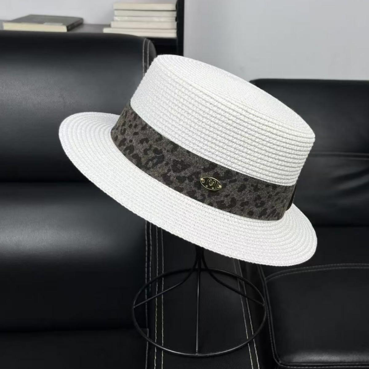 

Small straw hat women s summer travel flat top straw top hat showing face small outdoor shopping sun hat M（55-58cm） белый