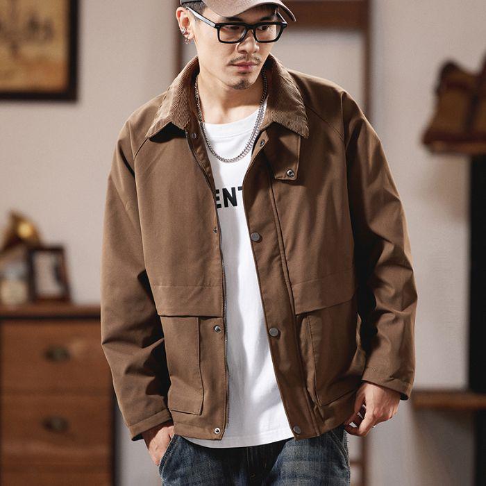 Мужская ретро рабочая куртка - Осень/Зима, Плотный вельвет, Модный дизайн с множеством карманов M