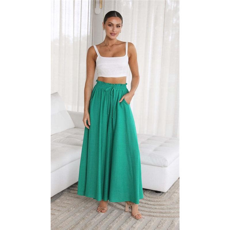 European And American Style Summer Ladies Casual Wide Leg Loose Printed Trousers Suitable For Daily Commuting And Beach Vacations