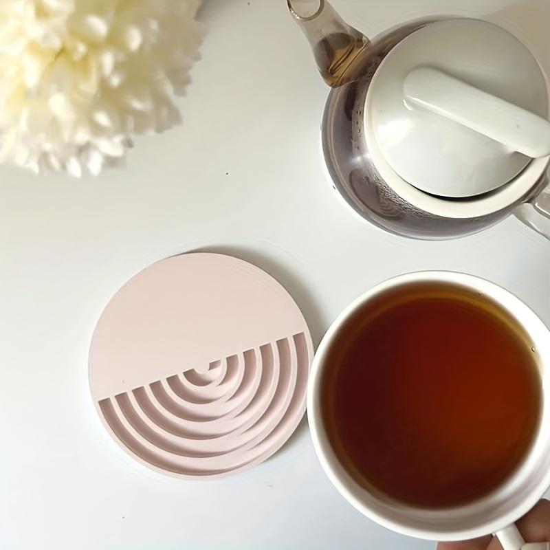 1pc Round Geometric Stripe Coaster Silicone Mold - Casting Molds for DIY Coaster Making, Clay Crafts, Jewelry Tray