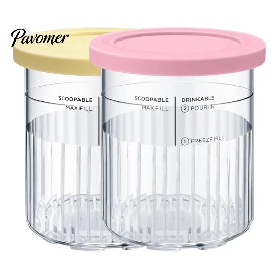 Yogurt Storage Tubs Ice Cream Pint Containers for Ninja NC500, NC500C, NC501, NC501C Series, Food Grade Kitchen Gadgets Treats Plastic Replacement Cup