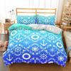 Mediterranean Bedding Dark Blue King Size Duvet Cover Pillow Case Ship's Anchor Bed Cover Double Quilt Cover Set Blue 228x228