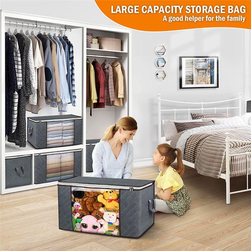 A33R-80L Storage Bags, 6 Pack Clothes Storage Bins Foldable Closet Organizer Storage Containers With Durable Handles