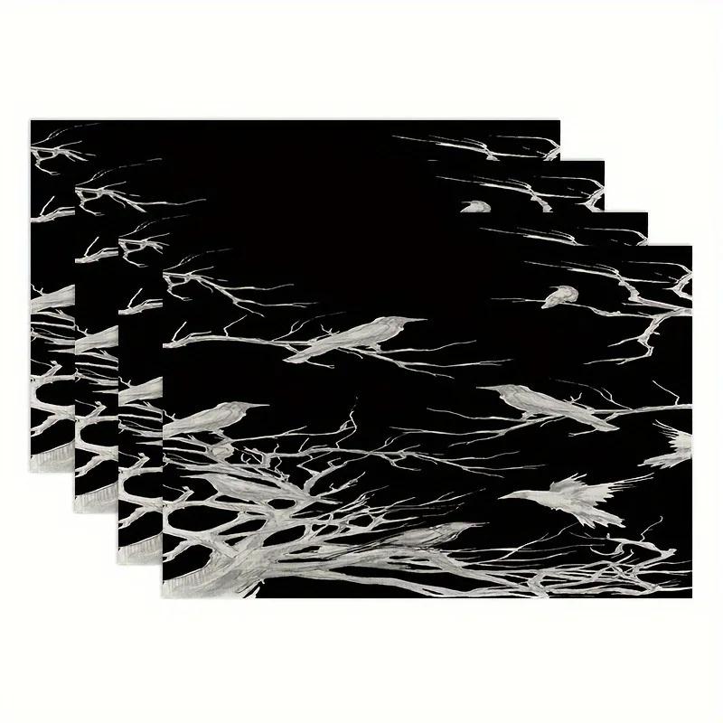 1PC Halloween Pumpkin Print Placemats Machine Washable Table Mat Linen Placemat for Kitchen Dining Table Decoration