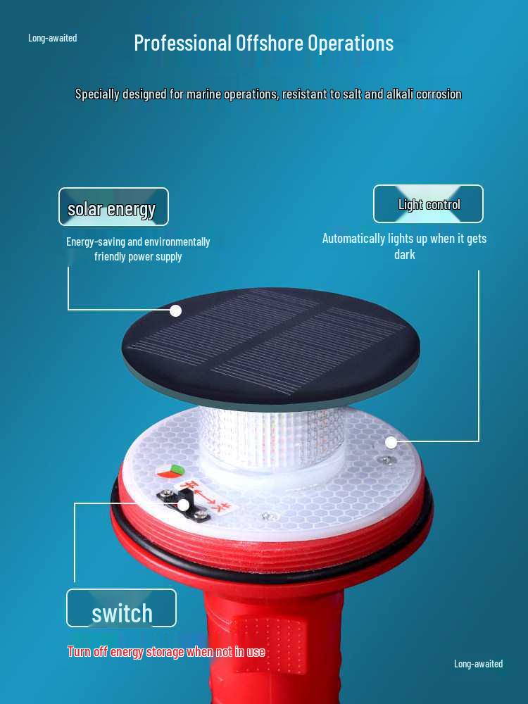 Marine LED Solar-Powered Navigation Signal Light: Three-Color Warning Flash for Onboard Use