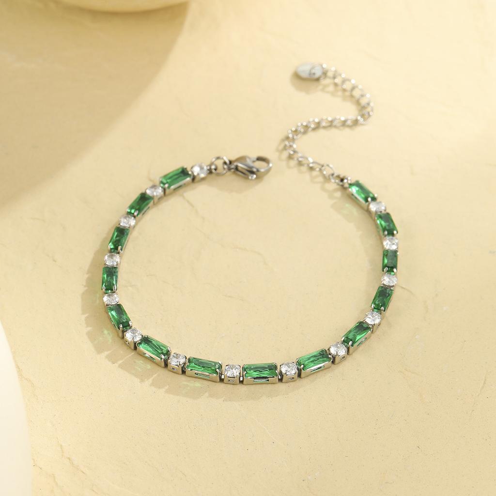 GEMCHIC Women's Stainless Steel Colorful Zircon Bracelet Fashion Luxury Versatile Jewelry for Everyday