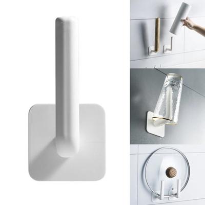 New 1 Pcs L-Shape Punch-Free Hook Wall Mounted Cloth Hanger for Coats Hats Towels Clothes Kitchen Rack Roll Bathroom Holder