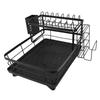 Abtropfgestell 2 Etagen Verdickter Edelstahl Multifunktional Großes Fassungsvermögen Arbeitsplatte Geschirr Aufbewahrungsorganizer Schwarz