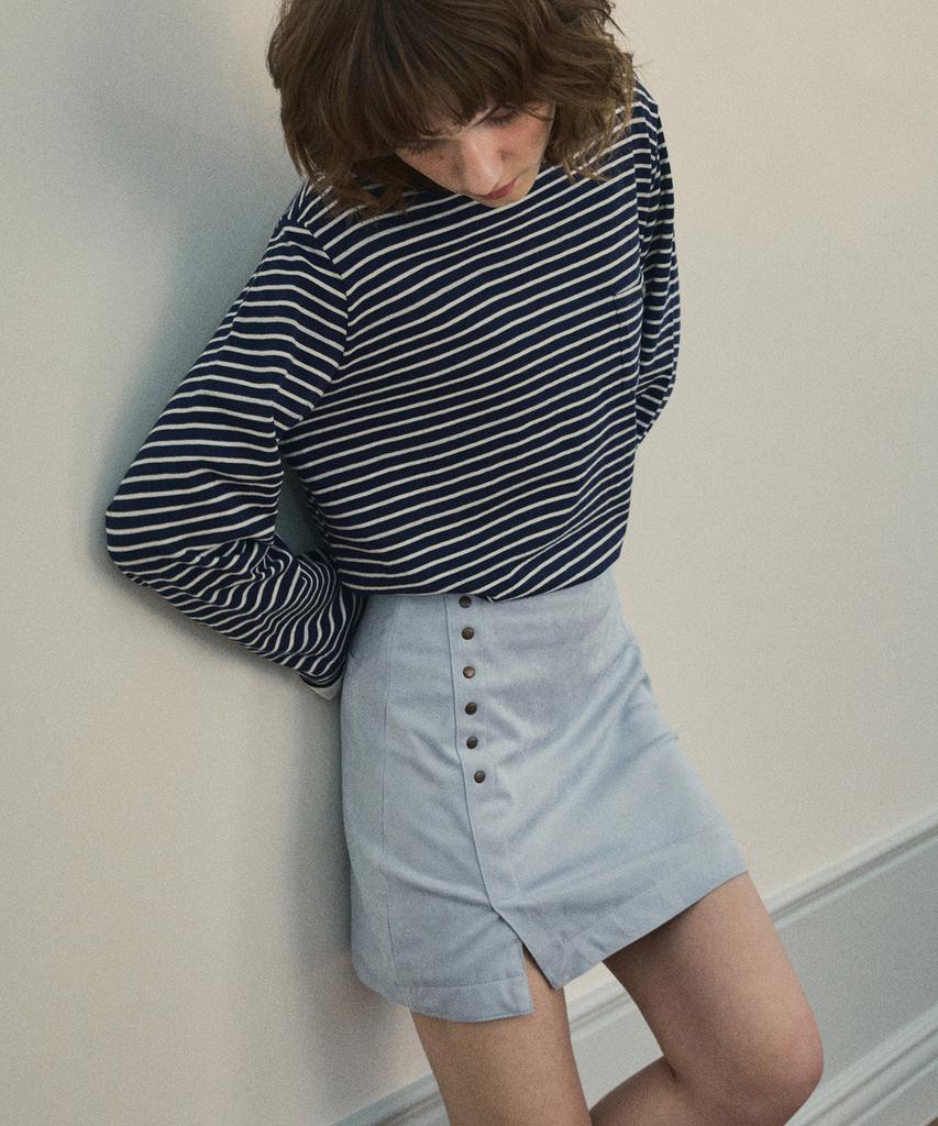 Aueonoseuteljia Suede Rivet Skirt_Ash Blue(Oc25-Sk03)