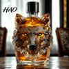 Caraffa in Vetro 300ml Bottiglia per Whisky Forma Testa di Lupo Alta Resistenza Vetro Borosilicato Vino Tappo Ermetico con Design