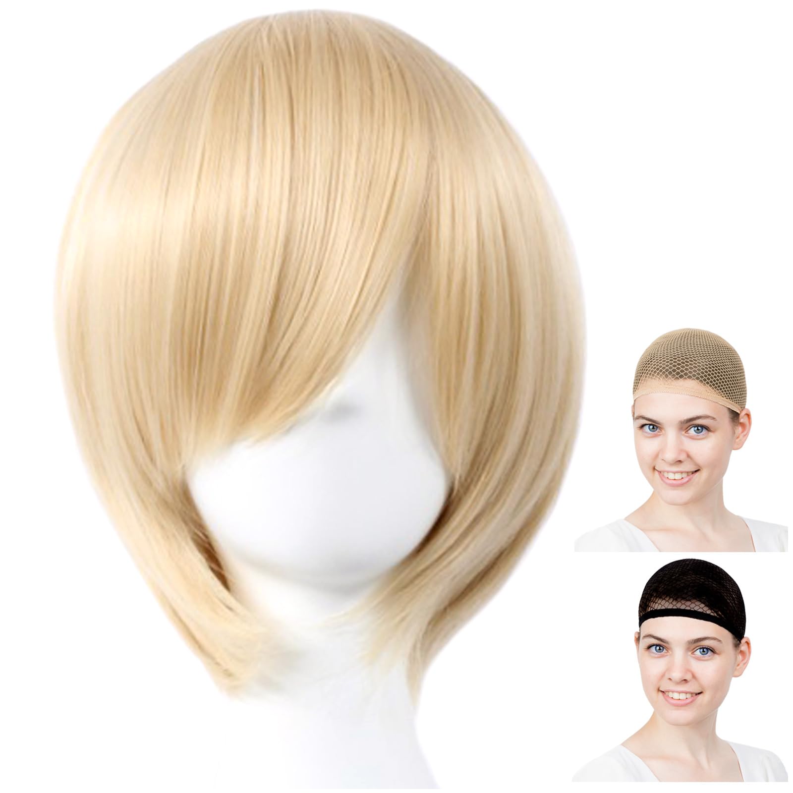 

CaseEden Cosplay Wig, Premium, Smooth Short Hair, Light Gold Blonde, 6005