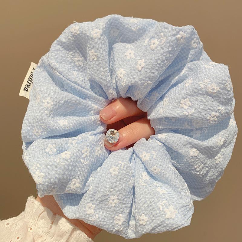 

Пасторальная маленькая цветочная синяя резинка для волос в виде толстой кишки женская весна 2025 французский низкий хвост большие аксессуары для волос повязка на голову синий