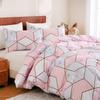 Comforter Pink Marble Queen Geometric Cube Comforter For Boys Girls Luxury Abstract Geometry Marble Texture Bedding Set